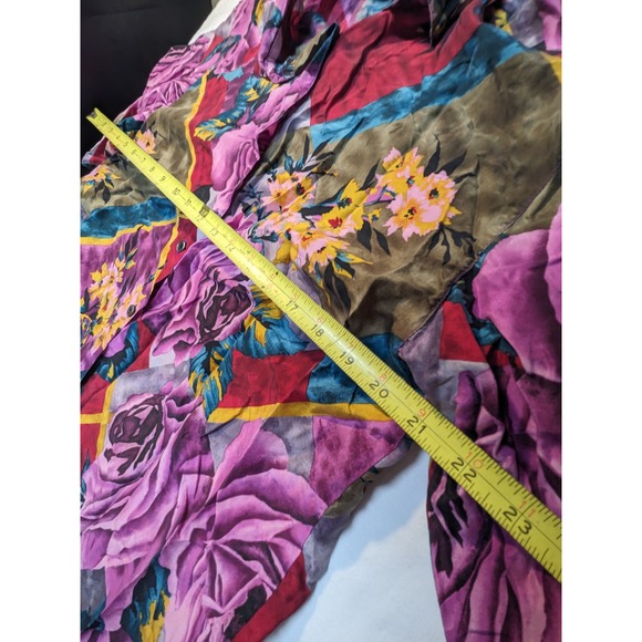 Copper Key Silk Floral Patchwork Button Down Shirt Top Women's M - Picture 6 of 9